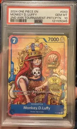 2024 ONE PIECE PROMOS 2ND ANNIV TOURNAMENT-PARTICIPATION MONKEY D. LUFFY PSA 10 - Image 1