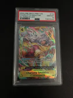 2024 One Piece (PRB-01) Charlotte Smoothie Alternate Art OP03-110 PSA 10 - Image 1