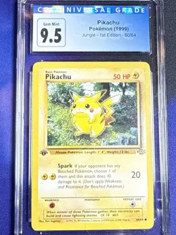 CGC 10 GEM MINT Pikachu 1999 Jungle 1st Edition 60/64 Pokemon Card OLD LABEL 9.5 - Image 4