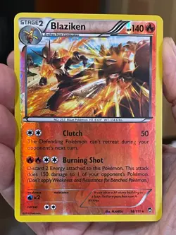 POKEMON BLAZIKEN 14/111 RARE REVERSE HOLOFOIL FURIOUS FISTS NM CARD - Image 1
