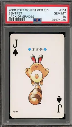 Pokemon Silver Playing Cards Sentret Jack of Spades #161 PSA 10 Gem Mint - Image 1
