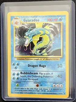 Pokemon Base Set Gyarados Holo Rare Card 6/102 Unlimited Edition - Image 1