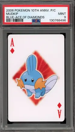 Pokemon 10th Ann. Playing Cards Mudkip Blue Ace of Diamonds PSA 9 Mint - Image 1