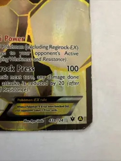 POKEMON CARD 2017 REGIROCK EX HOLO FULL ART 43A/124 Secret Rare Jd - Image 4