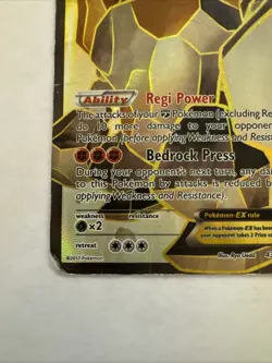 POKEMON CARD 2017 REGIROCK EX HOLO FULL ART 43A/124 Secret Rare Jd - Image 5