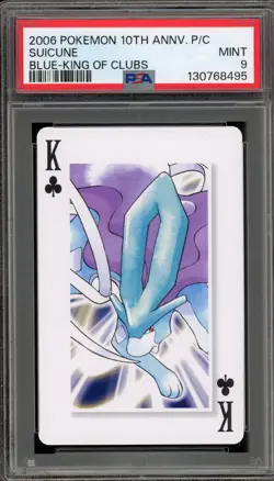 Pokemon 10th Ann. Playing Cards Suicune Blue King of Clubs PSA 9 Mint - Image 1