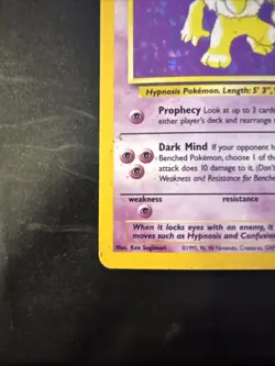 Holo Hypno 8/62 Unlimited Fossil Holo Pokemon Card WOTC - Image 2