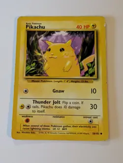 Pokemon Card 1999 PIKACHU Rare Yellow Cheeks 58/102 Base Set (#5 - Image 1