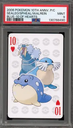 Pokemon 10th Ann. Playing Cards Sealeo/Spheal/Walrein Blue 10 of Hearts PSA 9 - Image 1