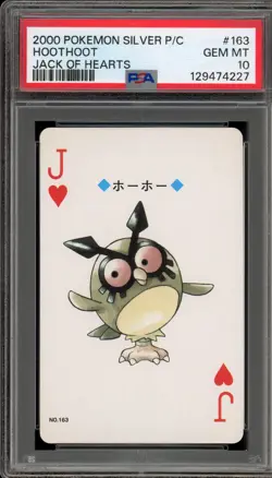 Pokemon Silver Playing Cards Hoothoot Jack of Hearts #163 PSA 10 Gem Mint - Image 1