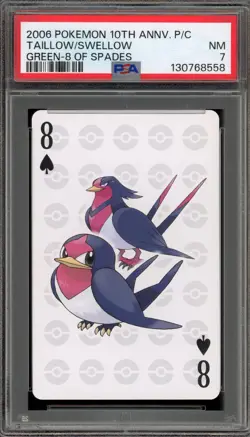 Pokemon 10th Ann. Playing Cards Taillow/Swellow Green 8 pf Spades PSA 7 - Image 1