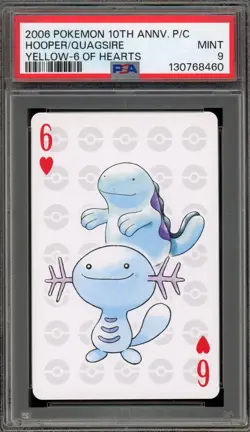 Pokemon 10th Ann. Playing Cards Wooper/Quagsire Yellow 6 of Hearts PSA 9 Mint - Image 1
