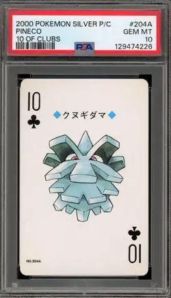 Pokemon Silver Playing Cards Pineco 10 of Clubs #204A PSA 10 Gem Mint - Image 1