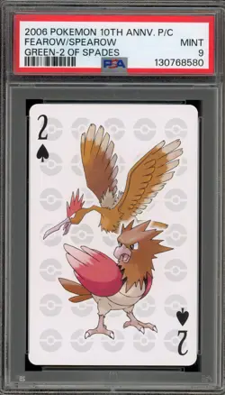 Pokemon 10th Ann. Playing Cards Fearow/Spearow Green 2 of Spades PSA 9 Mint - Image 1
