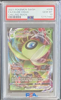 2021 POKEMON SWSH CHILLING REIGN # 008 FULL ART CELEBI VMAX DYNAMAX PSA 10 - Image 1