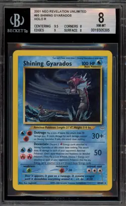Pokemon Shining Gyarados Neo Revelation Unlimited Holo Secret Rare #65 BGS 8 - Image 1