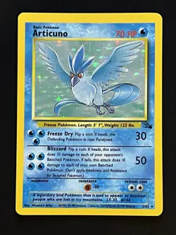 1999 Pokemon Fossil Base Articuno HOLO 2/62 - Image 1