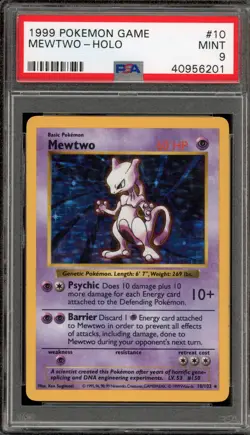 Pokemon Mewtwo Base Set Shadowless Holo Rare #10 PSA 9 Mint - Image 1