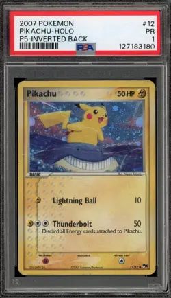 Pokemon Pikachu POP Series 5 Holo #12 INVERTED BACK ERROR PSA 1 - Image 1
