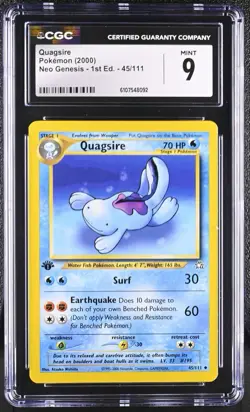 CGC MINT 9 Pokemon Quagsire 45/111 2000 Neo Genesis 1st Edition - Image 1
