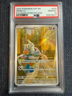 Mimikyu 075 PSA 10 Paldean Fates Pokemon Center stamp etb 2024 English - Image 1