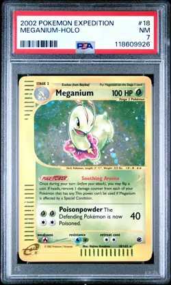 2002 Pokemon Expedition #18 Meganium Holo PSA 7 NM - Image 1
