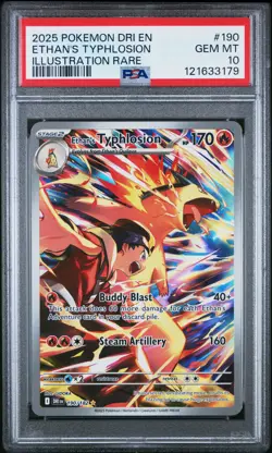 2025 POKEMON DRI EN-DESTINED RIVALS ILLUSTRATION RARE ETHAN'S TYPHLOSION PSA 10 - Image 1