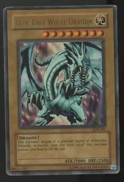 Blue-Eyes White Dragon LOB-001 Ultra Rare Unlimited WAVY Yugioh - Image 1