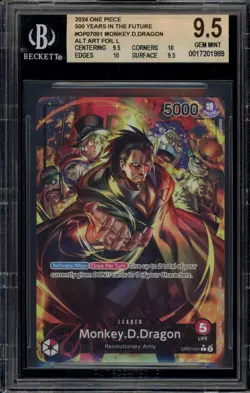 One Piece CCG Monkey.D.Dragon 500 Years/Future Alt Art Foil OP07-001 BGS 9.5 - Image 1