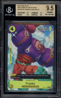 One Piece CCG Franky 500 Years in the Future Par Foil OP07-107 BGS 9.5 - Image 1