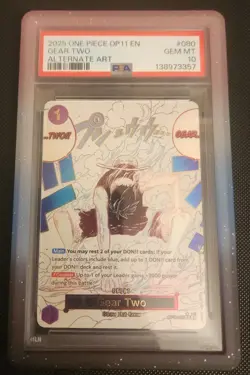 2025 ONE PIECE OP11 EN GEAR TWO #080 ALTERNATE ART PSA 10 - Image 1