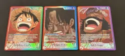 One Piece Carrying On His Will Luffy OP13-001, Ace OP13-002, Roger OP13-003 NM - Image 2