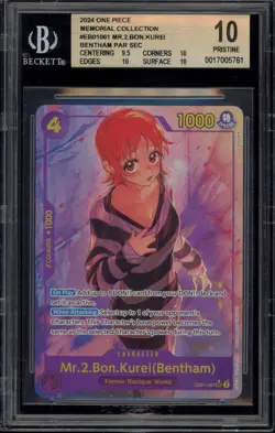 One Piece CCG Mr.2Bon.Kurei(Bentham) Memorial Coll. Par SEC EB01-061 BGS 10 - Image 1