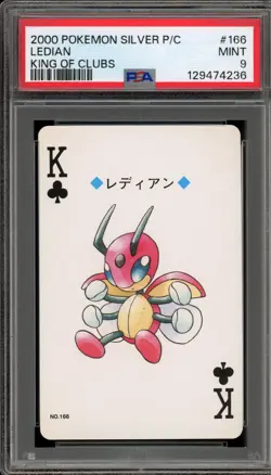 Pokemon Silver Playing Cards Ledian King of Clubs #166 PSA 9 Mint - Image 1