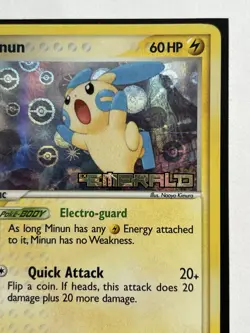 Minun 37/106 2005 EX Emerald Pokemon Card Unlimited Holo TCG - Image 3