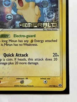 Minun 37/106 2005 EX Emerald Pokemon Card Unlimited Holo TCG - Image 4