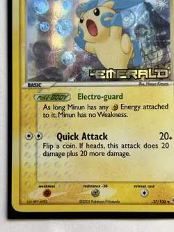 Minun 37/106 2005 EX Emerald Pokemon Card Unlimited Holo TCG - Image 5