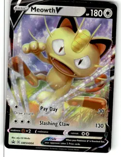 Meowth V SWSH004 Full Art Holo Promo Pokemon Card PL - Image 1