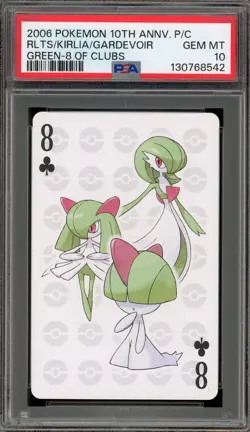 Pokemon 10th Ann. Playing Cards Ralts/Kirlia/Gardevoir Green 8 of Clubs PSA 10 - Image 1