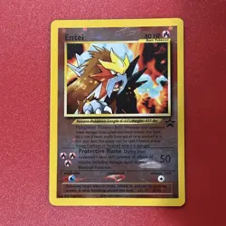 Three SWIRL Entei Black Star Promo #34 Movie Reverse Holo - Pokemon Card - LP - Image 1
