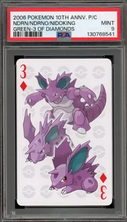 Pokemon 10th Ann. Cards Nidoran/Nidorino/Nidoking Green 3 of Diamonds PSA 9 - Image 1