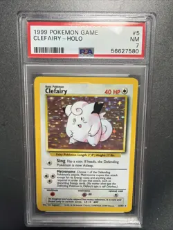 PSA 7 CLEFAIRY 5/102 Unlimited Base Set Holo Rare 1999 Pokemon Card Near Mint NM - Image 1