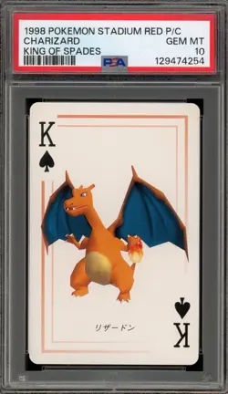 Pokemon Stadium Red Playing Cards Charizard King of Spades PSA 10 Gem Mint - Image 1