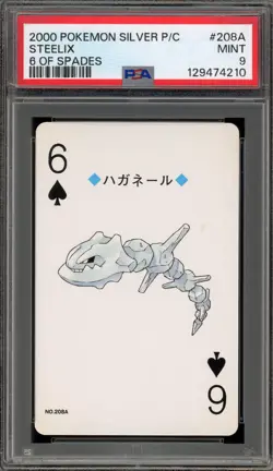 Pokemon Silver Playing Cards Steelix 6 of Spades #208A PSA 9 Mint - Image 1