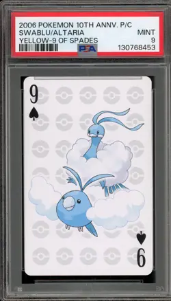 Pokemon 10th Ann. Playing Cards Swablu/Altaria Yellow 9 of Spades PSA 9 Mint - Image 1