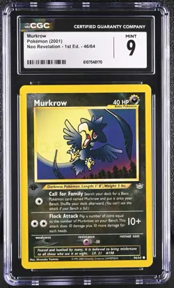 CGC MINT 9 Pokemon Murkrow 46/64 2001 Neo Revelation 1st Edition - Image 1