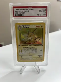 PSA 10 1st Edition Raichu Holo 14/62 - 1999 Fossil Rare Pokemon Card - Image 1