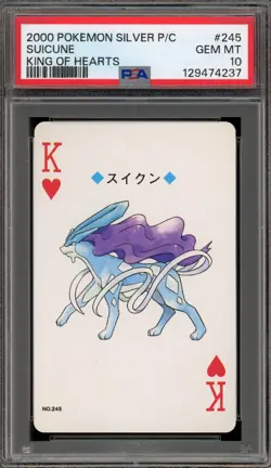 Pokemon Silver Playing Cards Suicune King of Hearts #245 PSA 10 Gem Mint - Image 1