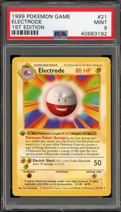 Pokemon Electrode Base Set Shadowless 1st Edition Rare #21 PSA 9 Mint - Image 1