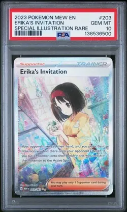 Pokemon TCG MEW EN 151 Erika's Invitation 203/165 SIR PSA GEM MT 10 - Image 1